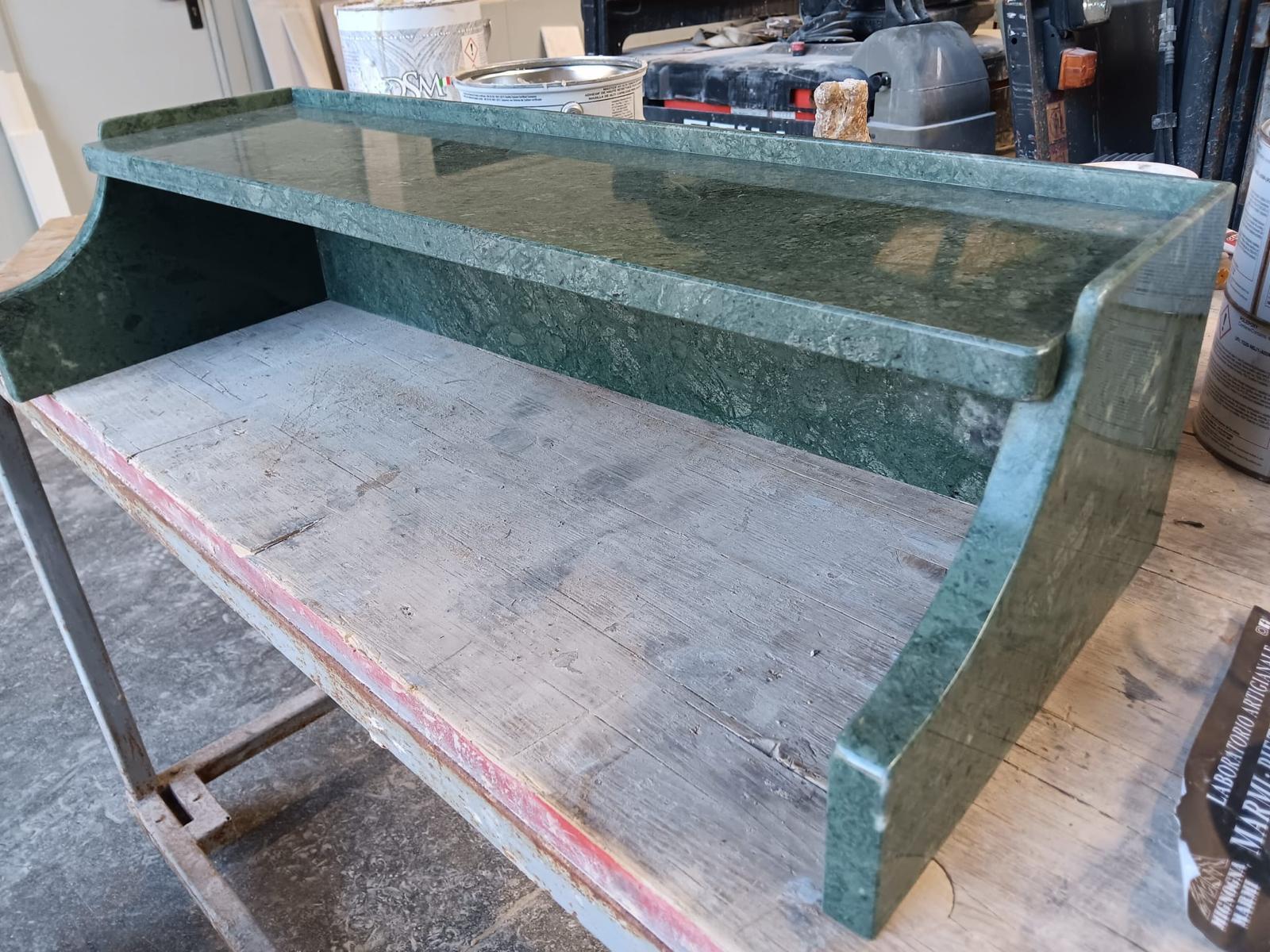 Verde Alpi shelf detail, artisan craftsmanship